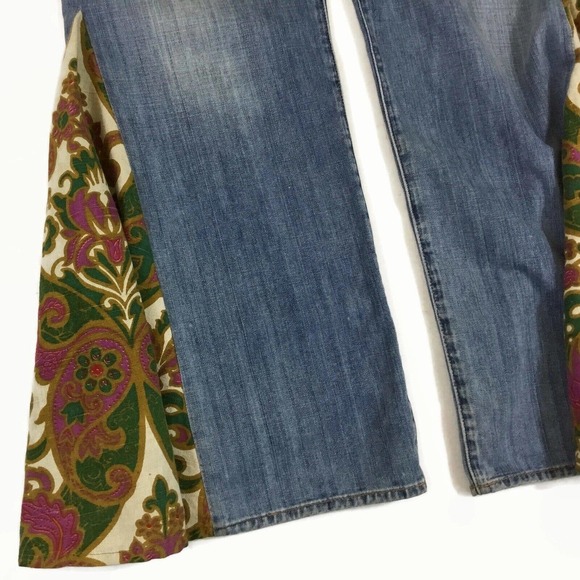 Men’s Custom Handcrafted Up-Cycled Lucky Brand Bell Bottom Flare Denim Jeans - Picture 4 of 9